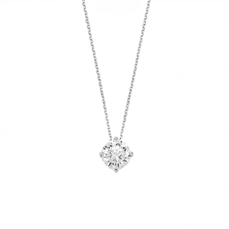 Collier Or Blanc 750/1000 avec Oxyde Rond 5.75mm Serti 4 Griffes