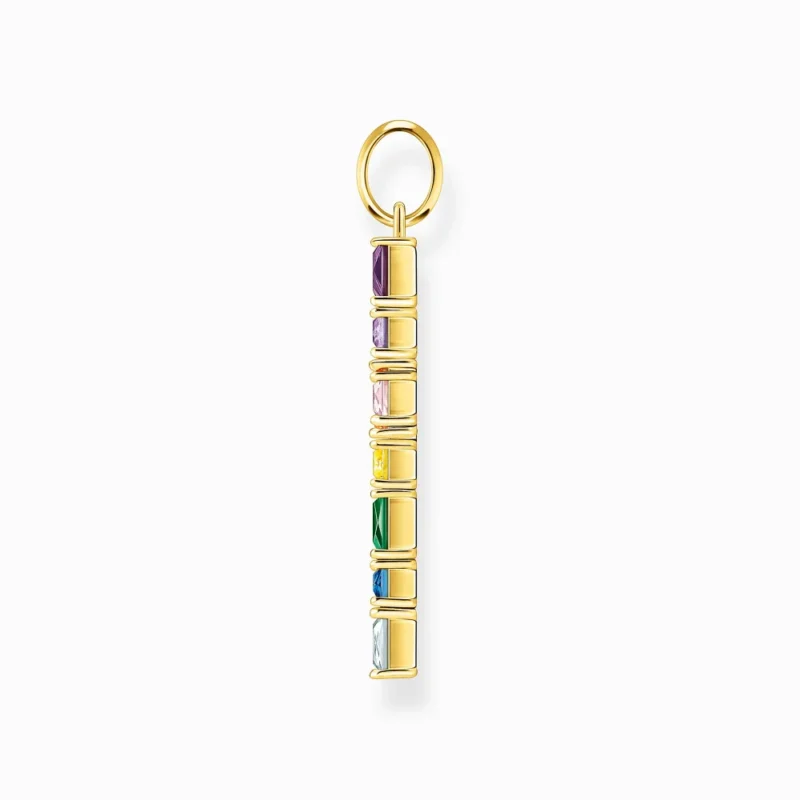 Pendentif Thomas Sabo Argent 925/1000 Plaqué Or Jaune Croix avec Pierres Multicolore – Image 3