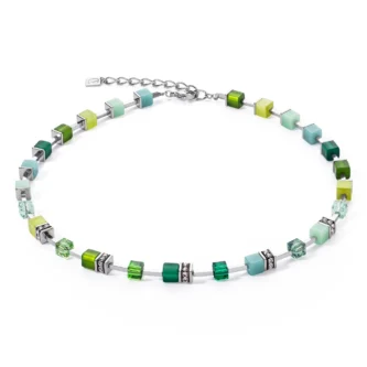 Collier Coeur de Lion Acier et Cristal GeoCUBE® Iconic Pure Vert 2700/10-0500