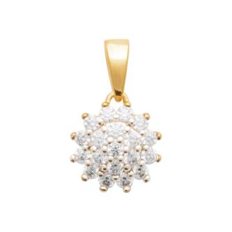 Pendentif Plaqué Or Jaune Pompon Pavage Oxydes Serti Griffes