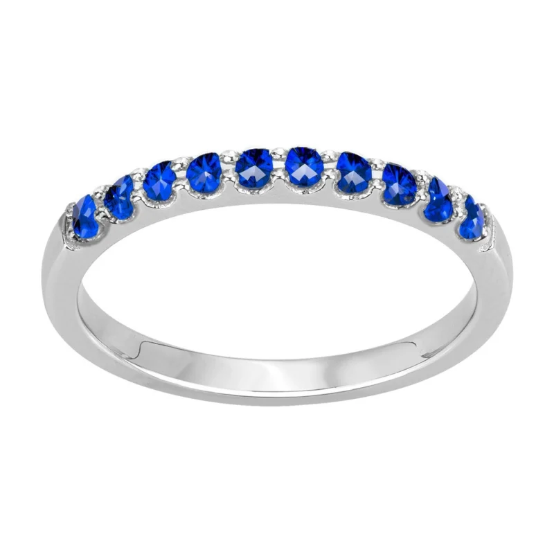 Bague Argent Rhodié 925/1000 et 10 SpinellesBleues Synthétique