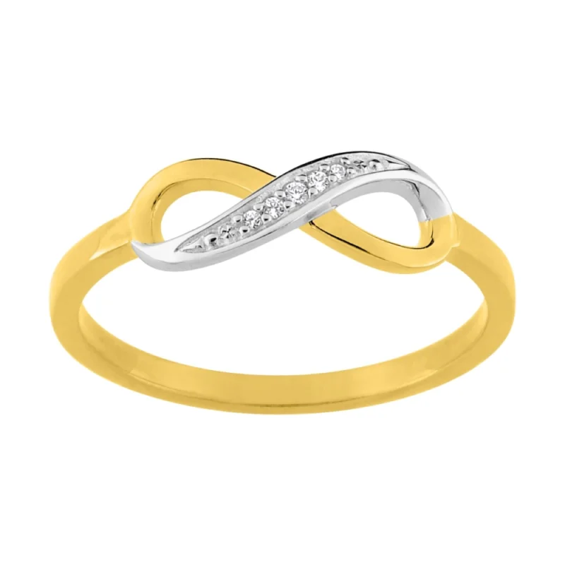 Bague Plaqué Or Bicolore Motif Infini et Oxydes Blancs