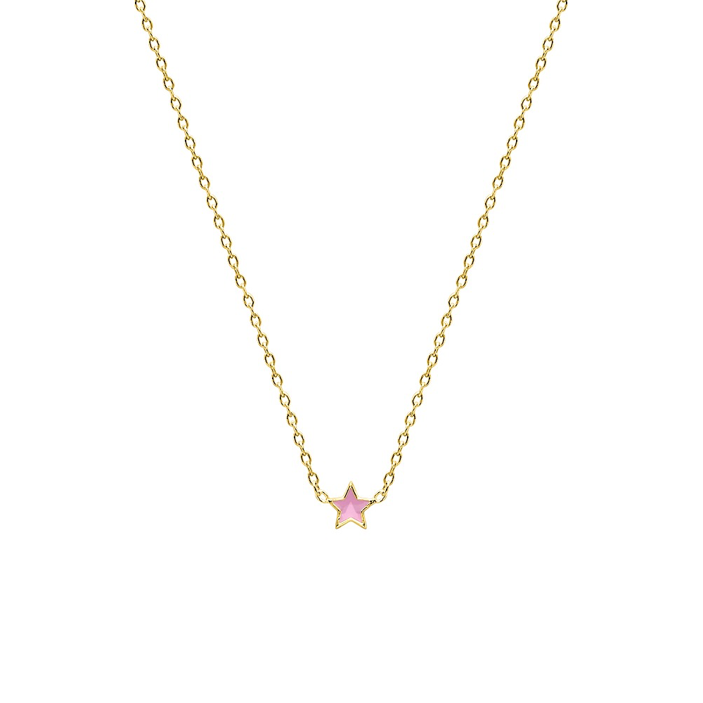 Collier Enfant Étoile Plaqué Or et Laque Rose