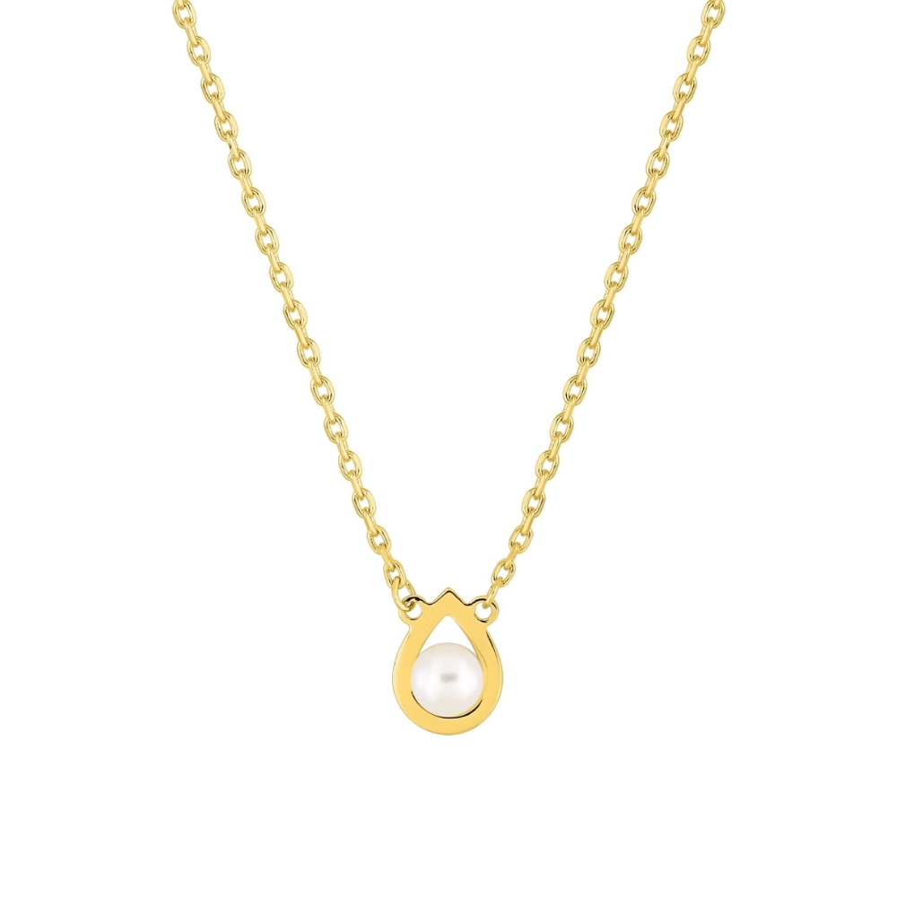 Collier Pendentif Plaqué Or Jaune Motif Goutte avec Perle de Culture 4mm