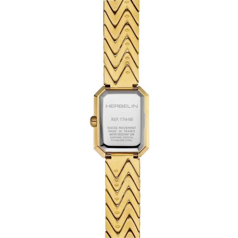 Montre Femme Herbelin Acier PVD Jaune Octogone Bracelet Acier PVD Chevrons 17446BP19 – Image 3