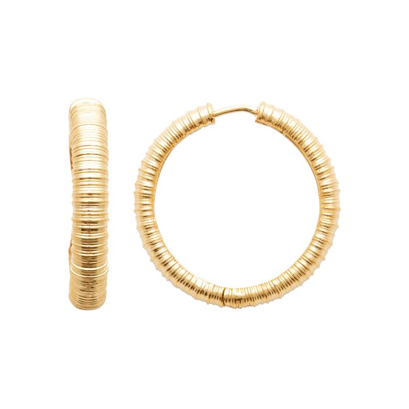 Créoles Plaqué Or Jaune Striées Diamètre 30mm – Image 2