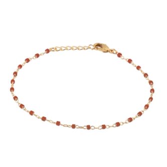 Bracelet Boho Plaqué Or Jaune et Perles de Miyuki Rouges