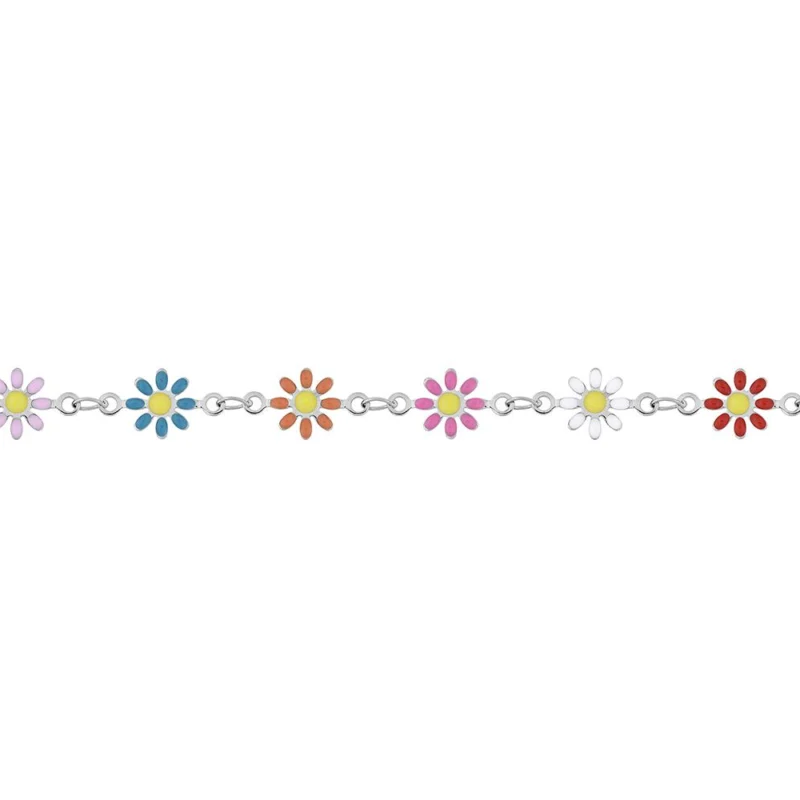 Bracelet Fashion Steel Acier Fleurs Résine Multicolore