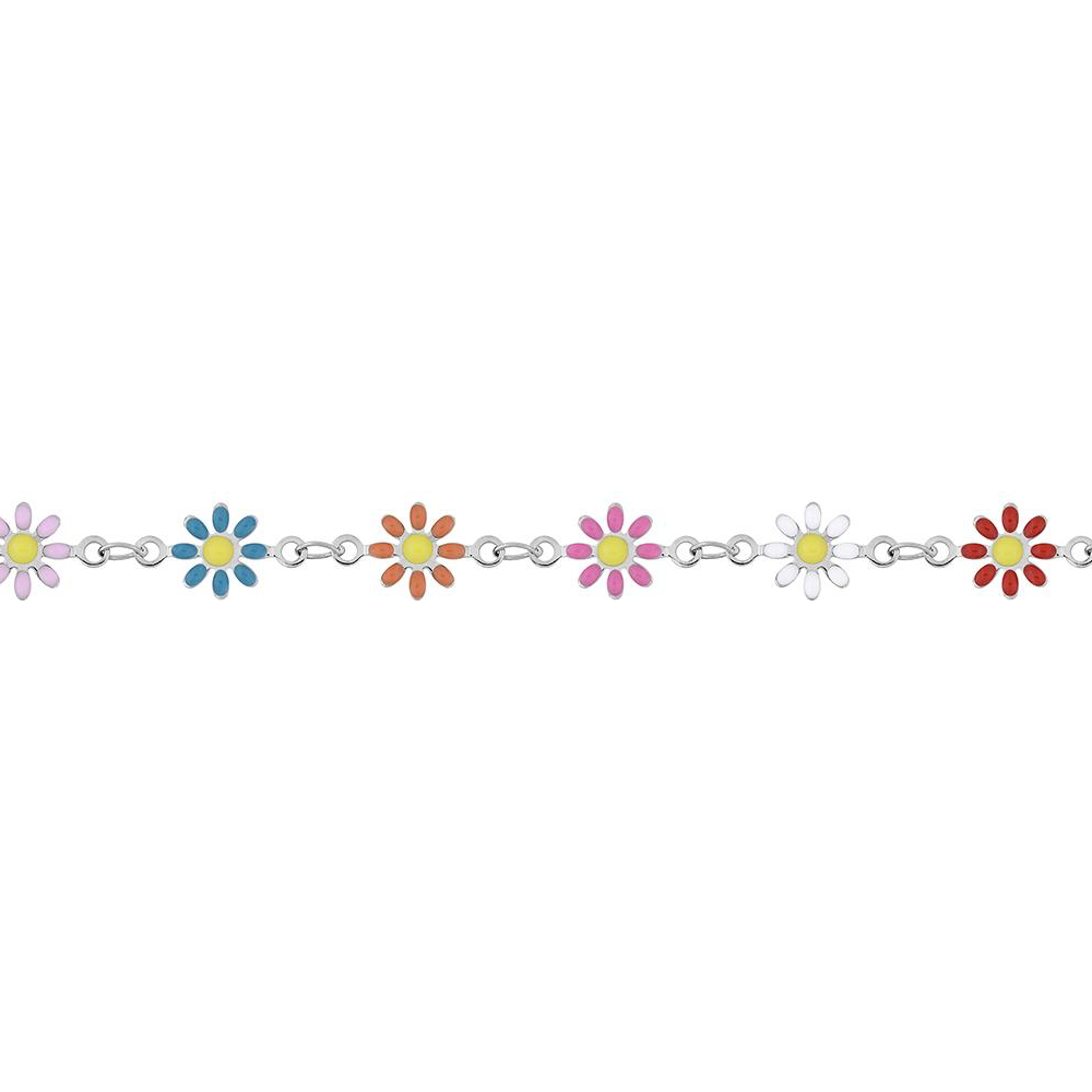 Bracelet Fashion Steel Acier Fleurs Résine Multicolore