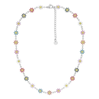 Collier Fashion Steel Acier Fleurs Résine Multicolore