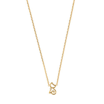 Collier Pendentif Plaqué Or Jaune Petit Chaton et Oxyde