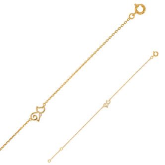 Bracelet Plaqué Or Jaune Rond Petit Chaton et Oxyde