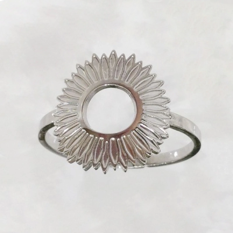 Bague Fashion Steel Acier Silver Ajustable Fleur