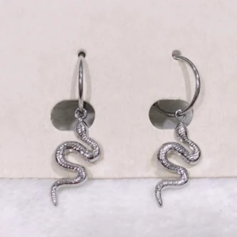 Boucles d'oreilles Pendantes Fashion Steel Acier Silver Serpent