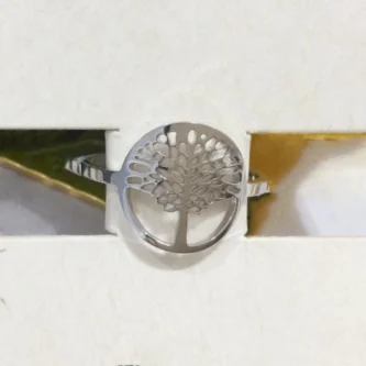 Bague Fashion Steel Acier Silver Ajustable Arbre de Vie