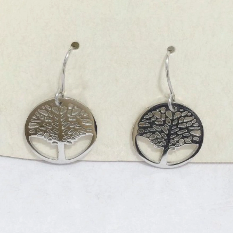 Boucles d'oreilles Pendantes Fashion Steel Acier Silver Arbre de Vie