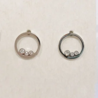Boucles d'oreilles Fashion Steel Acier Silver Rond et Strass Blancs