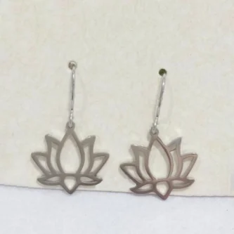 Boucles d'oreilles Pendantes Fashion Steel Acier Silver Fleur de Lotus