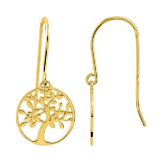Boucles d'oreilles Pendantes Plaqué Or 750/1000 Arbre de Vie