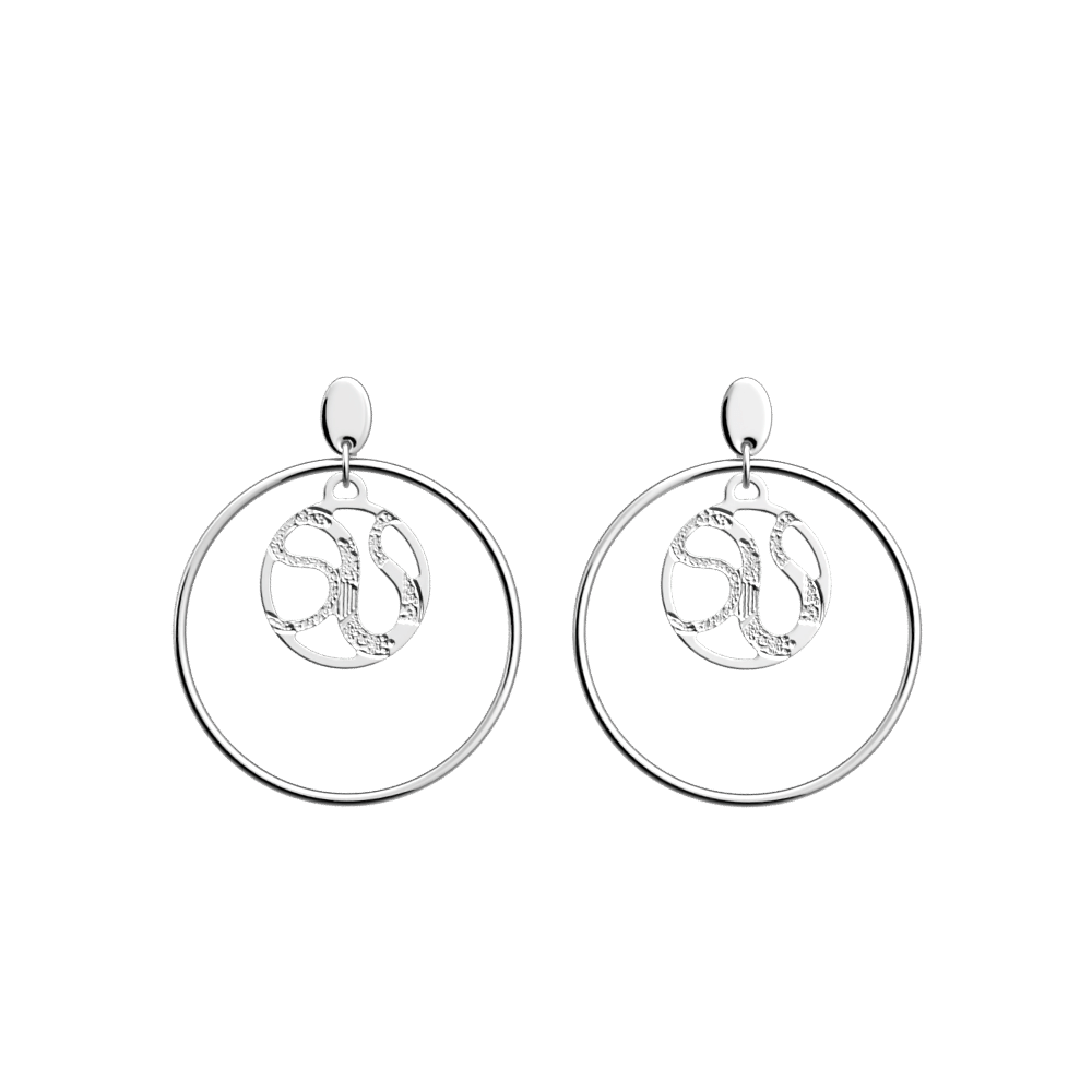 Boucles d'oreilles Les Georgettes Les Essentielles Reptile Double Rond Pendantes Finition Argentée 16mm