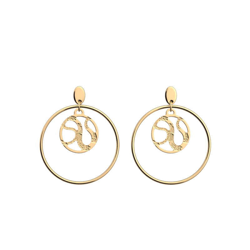 Boucles d'oreilles Les Georgettes Les Essentielles Reptile Double Rond Pendantes Finition Dorée 16mm