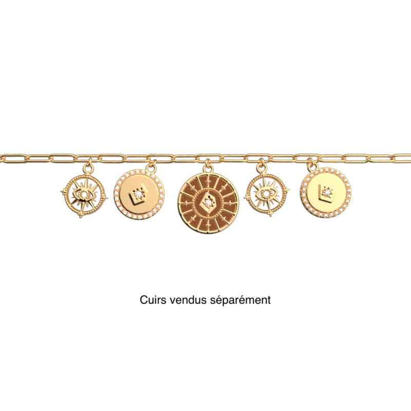 Bracelet Chaine Les Georgettes Précieuses Astrale Pampilles Finition Dorée 16mm – Image 2