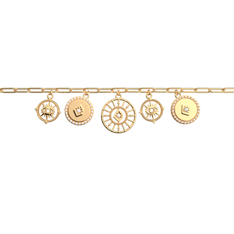 Bracelet Chaine Les Georgettes Précieuses Astrale Pampilles Finition Dorée 16mm