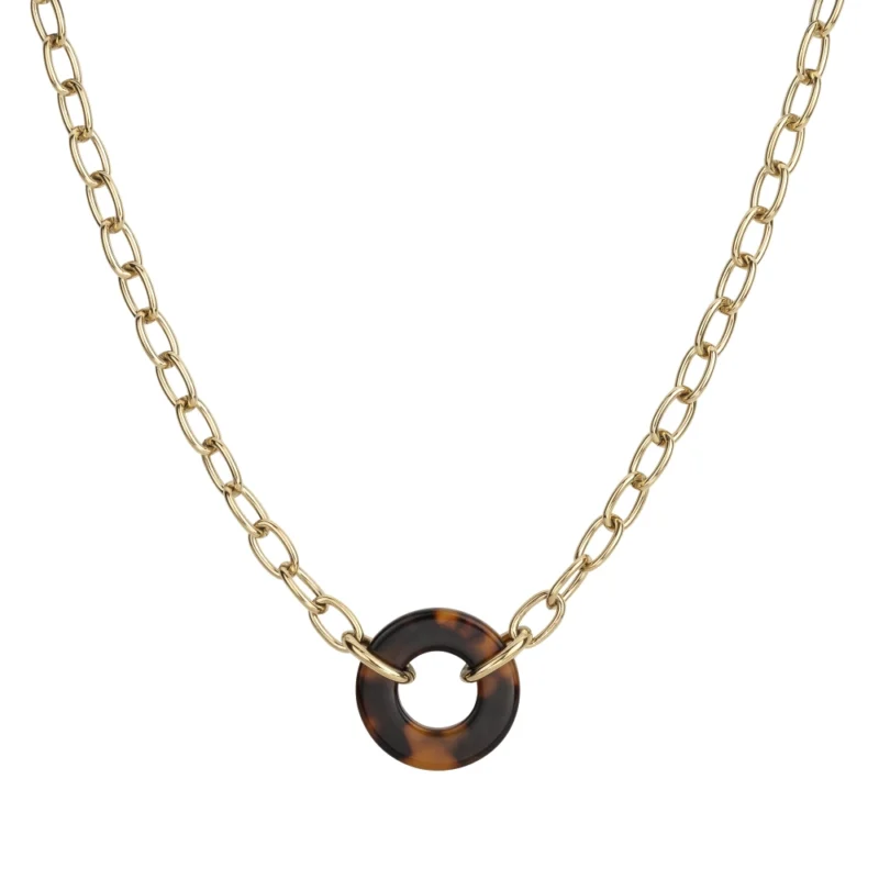 Collier Fashion Steel Maillons Acier Doré et Rond Acétate – Image 2