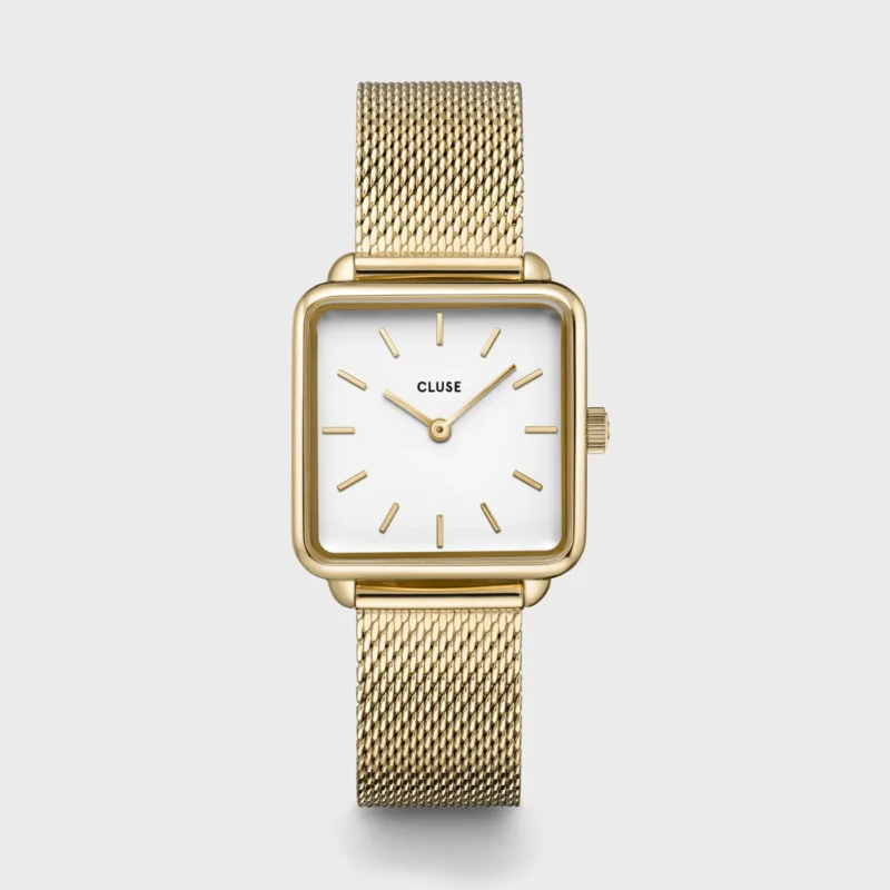 Montre Femme Cluse Tétragone Acier Doré Jaune Bracelet Milanais CW0101207002