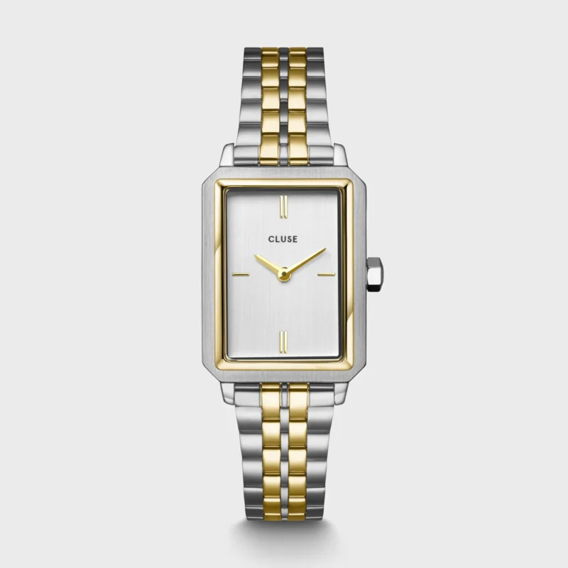 Montre Femme Cluse Fluette Acier Bicolore Fond Blanc Brossé CW11510