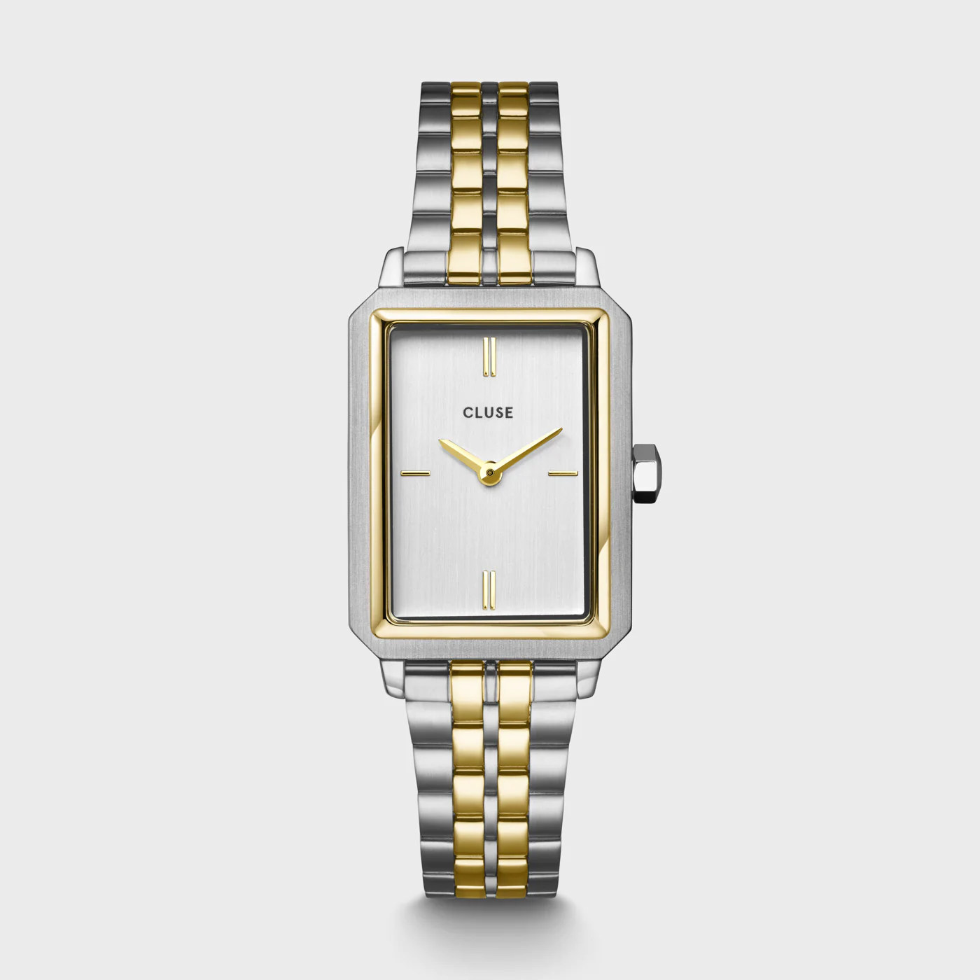 Montre Femme Cluse Fluette Acier Bicolore Fond Blanc Brossé CW11510