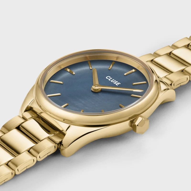 Montre Femme Cluse Féroce Mini Acier Gold Fond Bleu Nacré CW11707 – Image 2