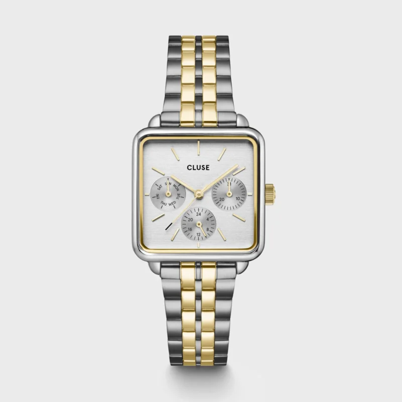 Montre Femme Cluse Tétragone Acier Bicolore Multifonction CW13803