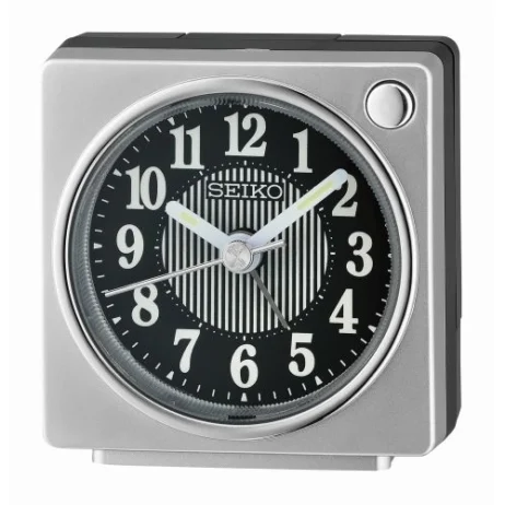 Réveil de Poche Seiko Carré Gris Métallisé Chiffres Lumibrite QHE197S