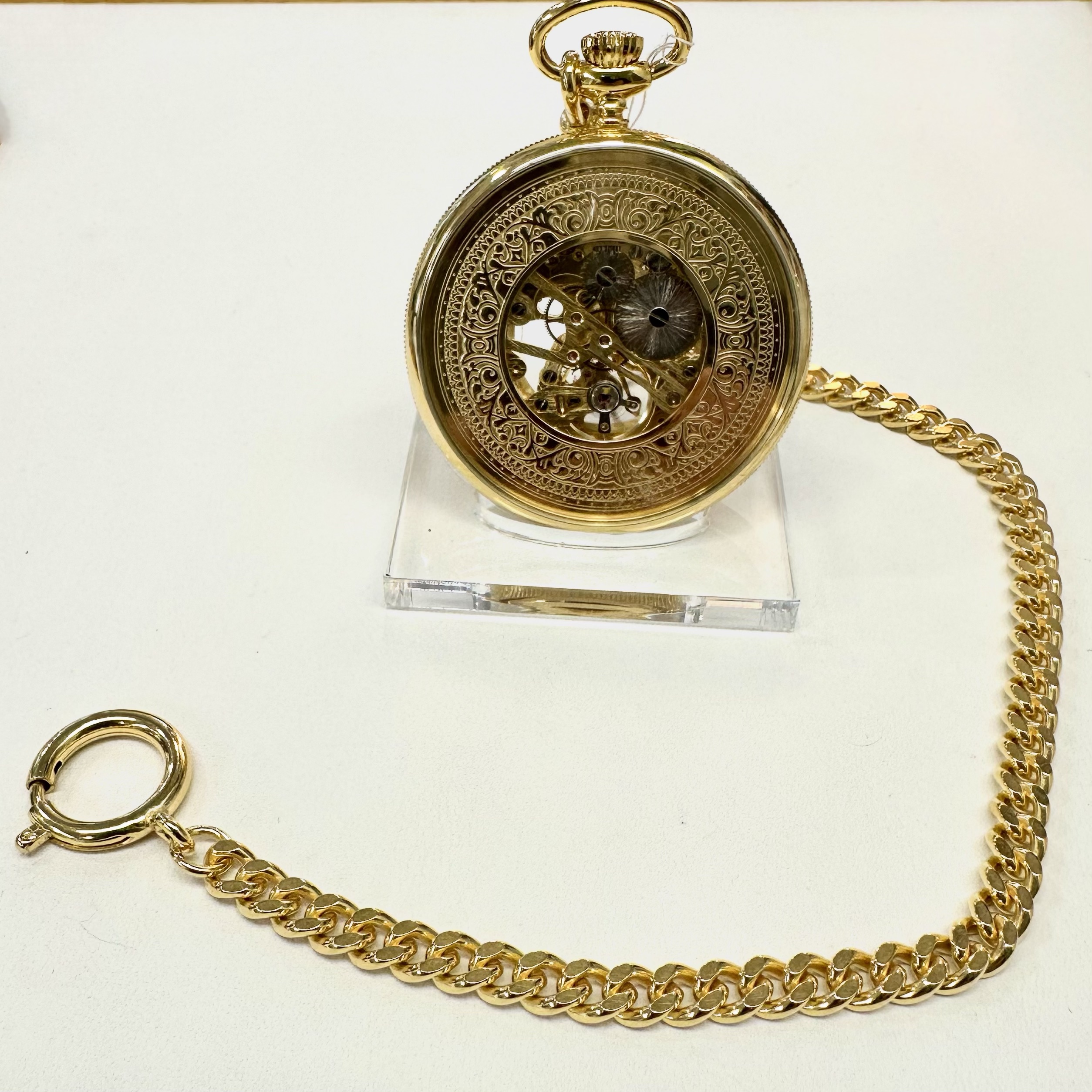 Montre De Poche Mécanique Squelettée TREEWETO - Chiffres Romains, Chaîne 37 Cm, Bronze