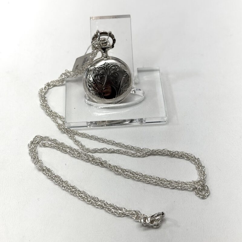 Montre de Col Boitier Chromé à Clapet Cadran Blanc Chiffres Arabes – Image 2