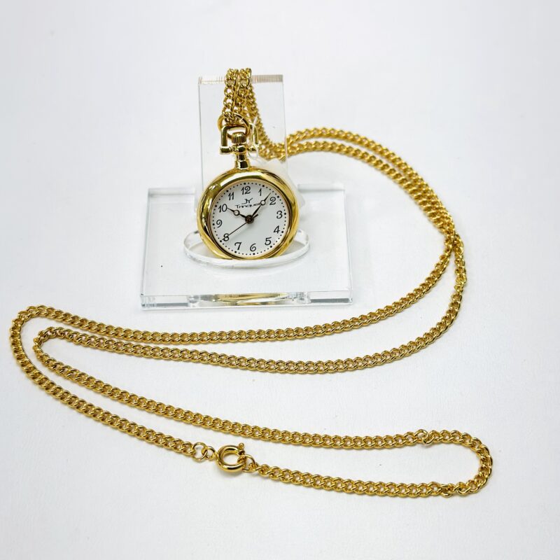 Montre de Col Boitier Doré Cadran Blanc Chiffres Arabes