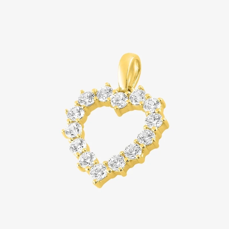 Pendentif Or Jaune 750/1000 Coeur Pavage Oxydes – Image 2