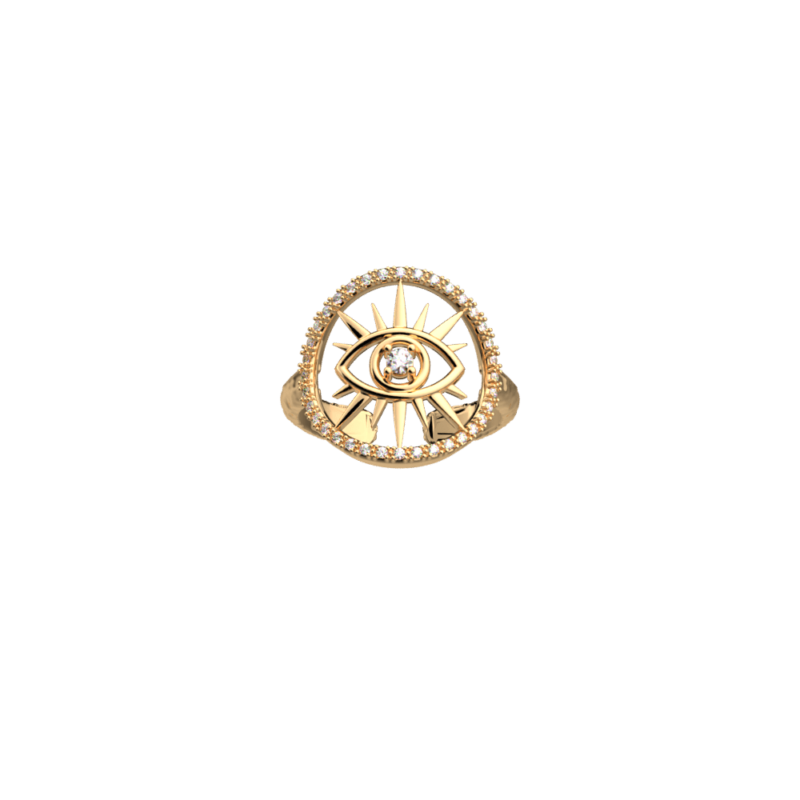 Bague Ronde Les Georgettes Les Précieuses Oeil Finition Dorée 16mm