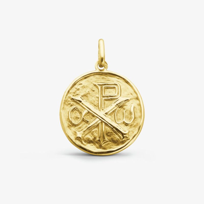 Médaille Augis Or Jaune 750/1000 Chrisme Ronde 18mm