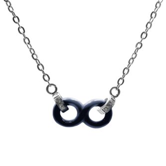 Collier Fashion Steel Acier Oxydes et Infini Céramique Bleue