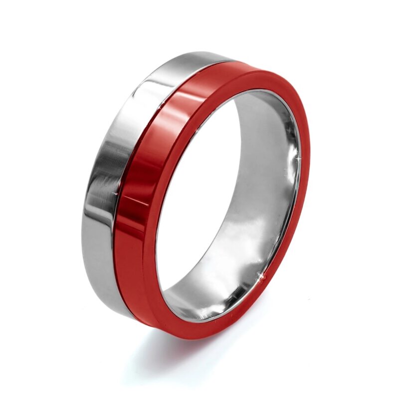 Bague Acier et Céramique Rouge 6mm