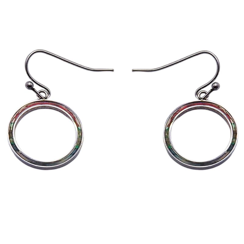 Boucles d'oreilles Fashion Steel Acier Silver Cercle Bois teinté Multicolore 18mm