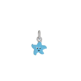 Pendentif Argent 925/1000 Rhodié Étoile de Mer et Émail Bleu