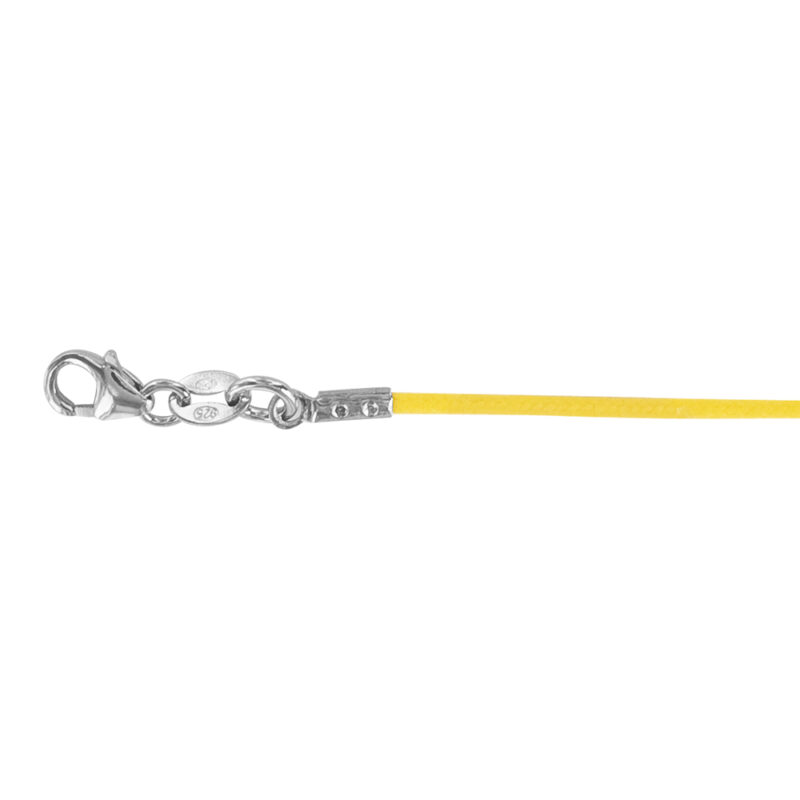Chaine Argent 925/1000 Rhodié Cordon Synthétique Jaune