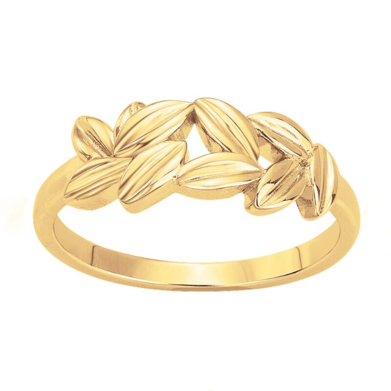 Bague Plaqué Or Jaune Feuille