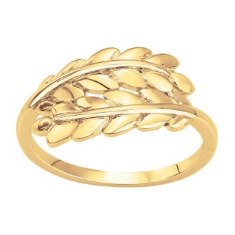 Bague Plaqué Or Jaune Croisé Feuilles - 54