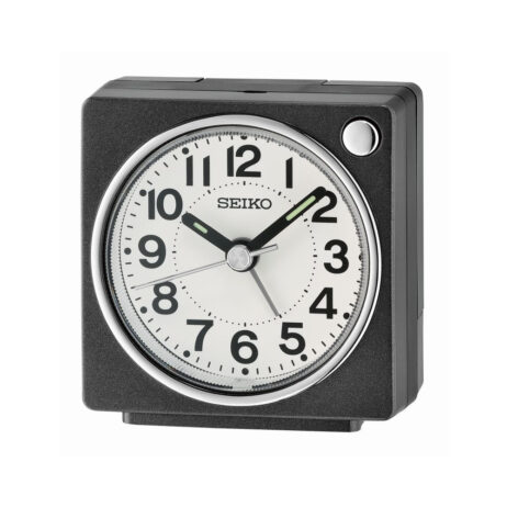 Réveil de Poche Carré Seiko Noir Métallisé Aiguilles Lumibrite QHE196K