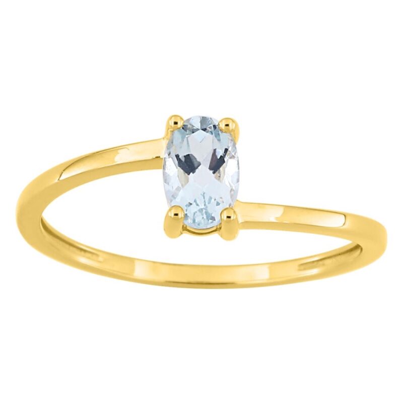 Bague Or Jaune 750/1000 Aigue-Marine Ovale