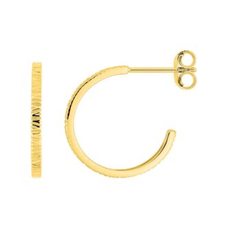 Demi-Créoles Or Jaune 750/1000 Striées Diamètre 15mm